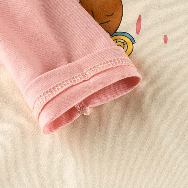 Kids Toddler Big Girls Casual Cute Cartoon Rabbit Letter Print Long Sleeve Round Neck T-Shirt