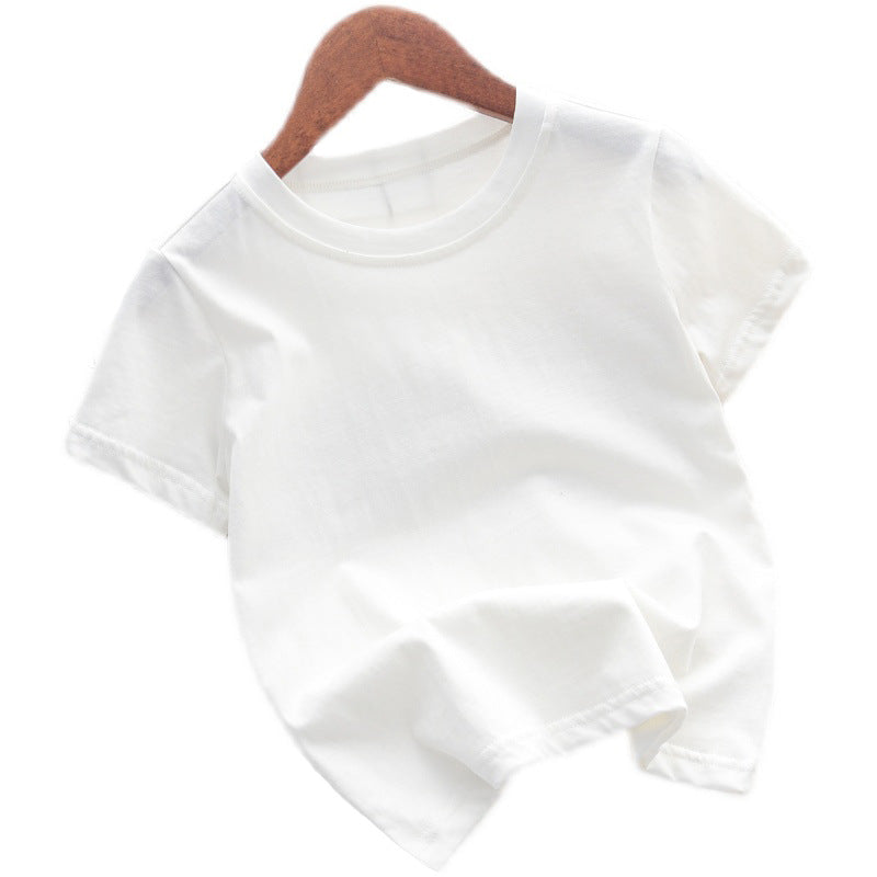Summer Children Casual Pure Color Cotton Short Sleeve T-Shirt