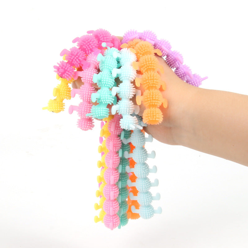 TPR Soft Rubber Caterpillar Bracelet Stress Relief Toy