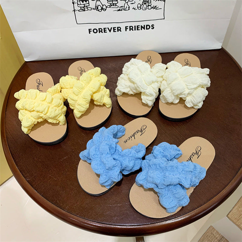 Girls' Fashion Cross-Strap Soft Bottom Anti-Slip Slippers