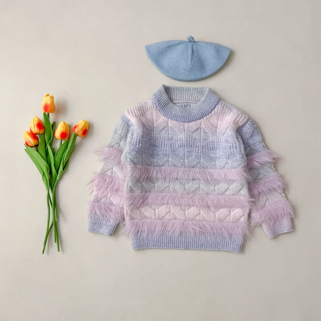 Winter Fashion Gradient Girls Plush Sweater