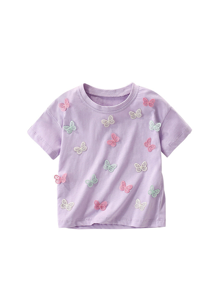 Children Fashion Butterfly Short-Sleeved T-Shirt