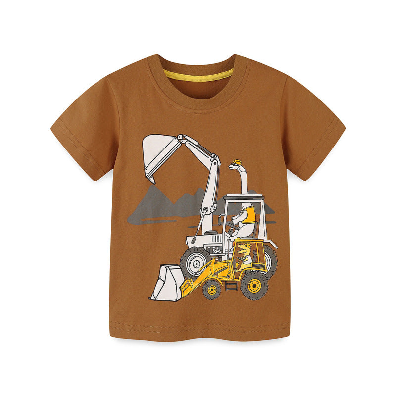 Kids Toddler Boys Casual Cartoon Print Short Sleeve Round Neck T-Shirt