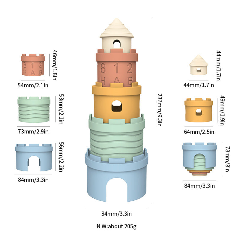 Infant Educational Early Education Toys Color Cognitive Silicone Stacking Toys Digital Building Blocks Suit