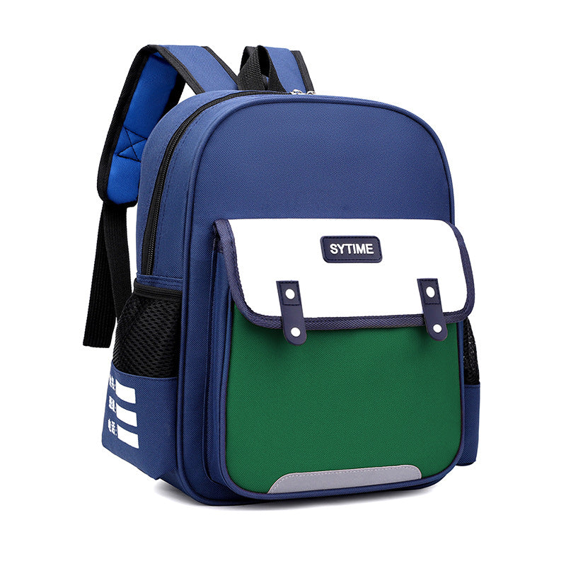 Children Fashion Waterproof Girls Boys Color Matching Canvas Backpack School Bag