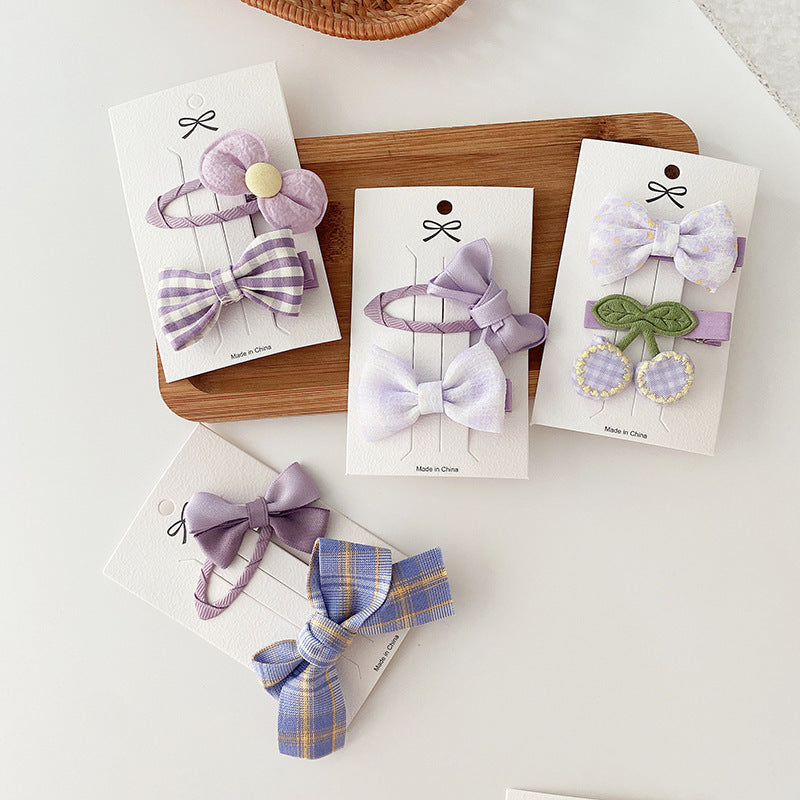 2pcs/set Kids Girls Sweet Bow Flower Hairpin Seaside Clip Hair Accessories