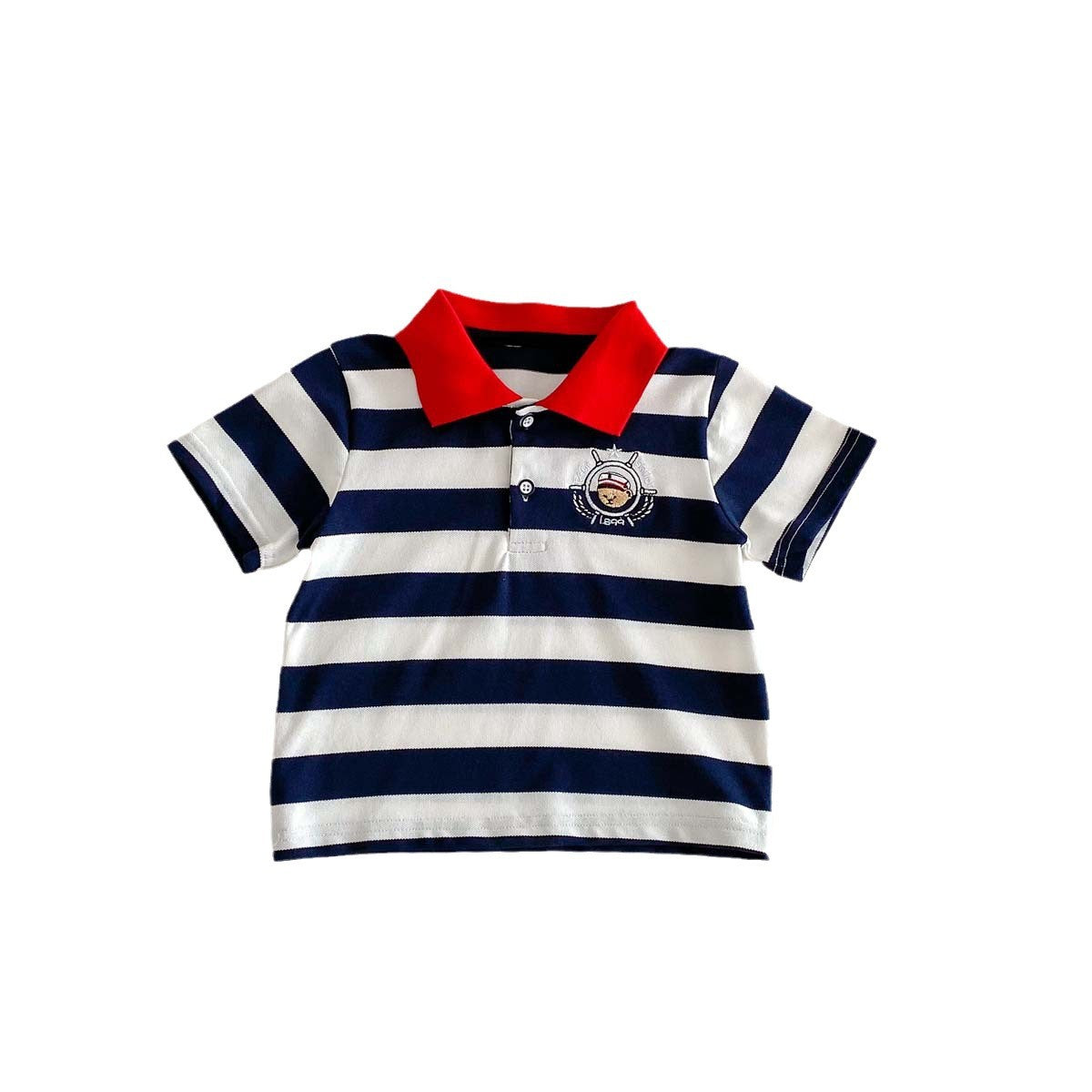 Kids Toddler Boys Fashion Casual Stripe Print Short Sleeve Lapel POLO Shirt