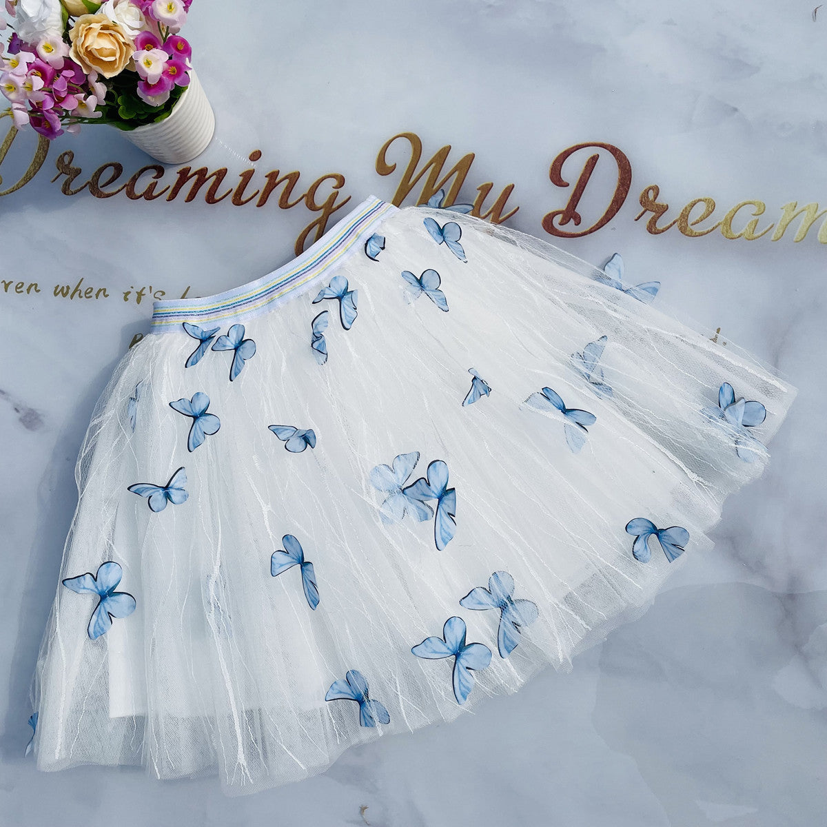 Girl'S Fashion Butterfly Mesh Tutu Skirt