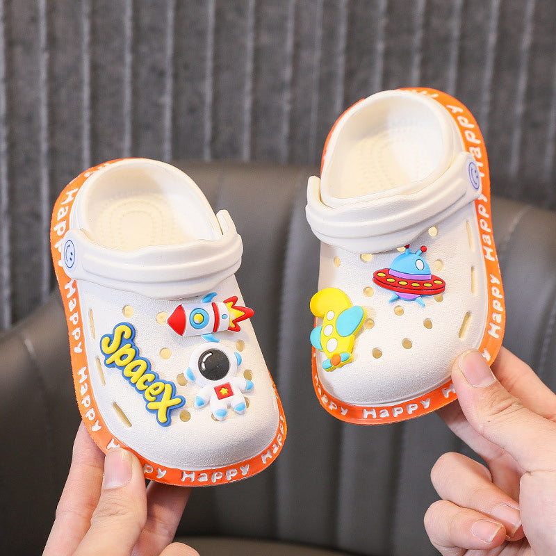 Kids Fashion Astronaut Pattern Non-Slip Outer Piercing Shoes Slippers