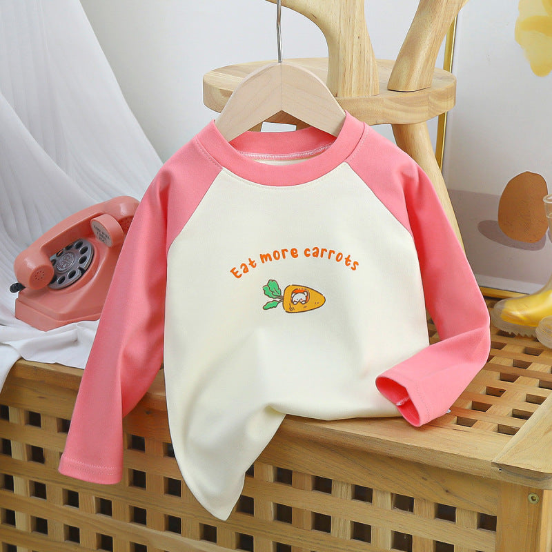 Kids Toddler Big Boys Girls Fashion Casual Cute Cartoon Pattern Round Neck Long Sleeve T-Shirt