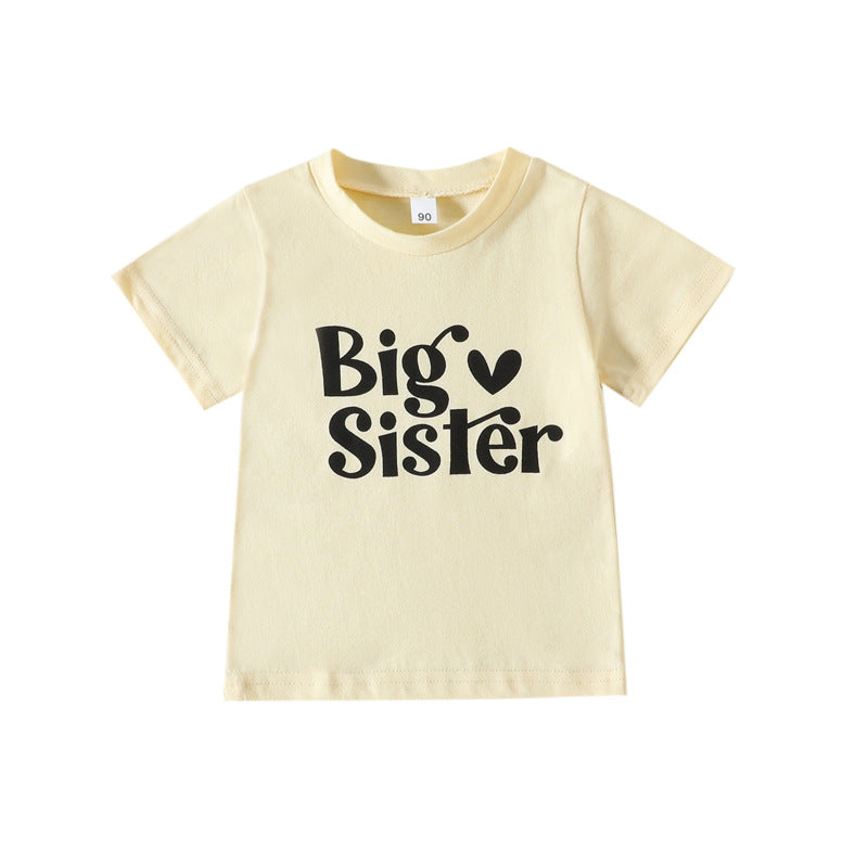 Kids Toddler Girls Casual Cute Alphabet Short Sleeve Round Neck T-Shirt