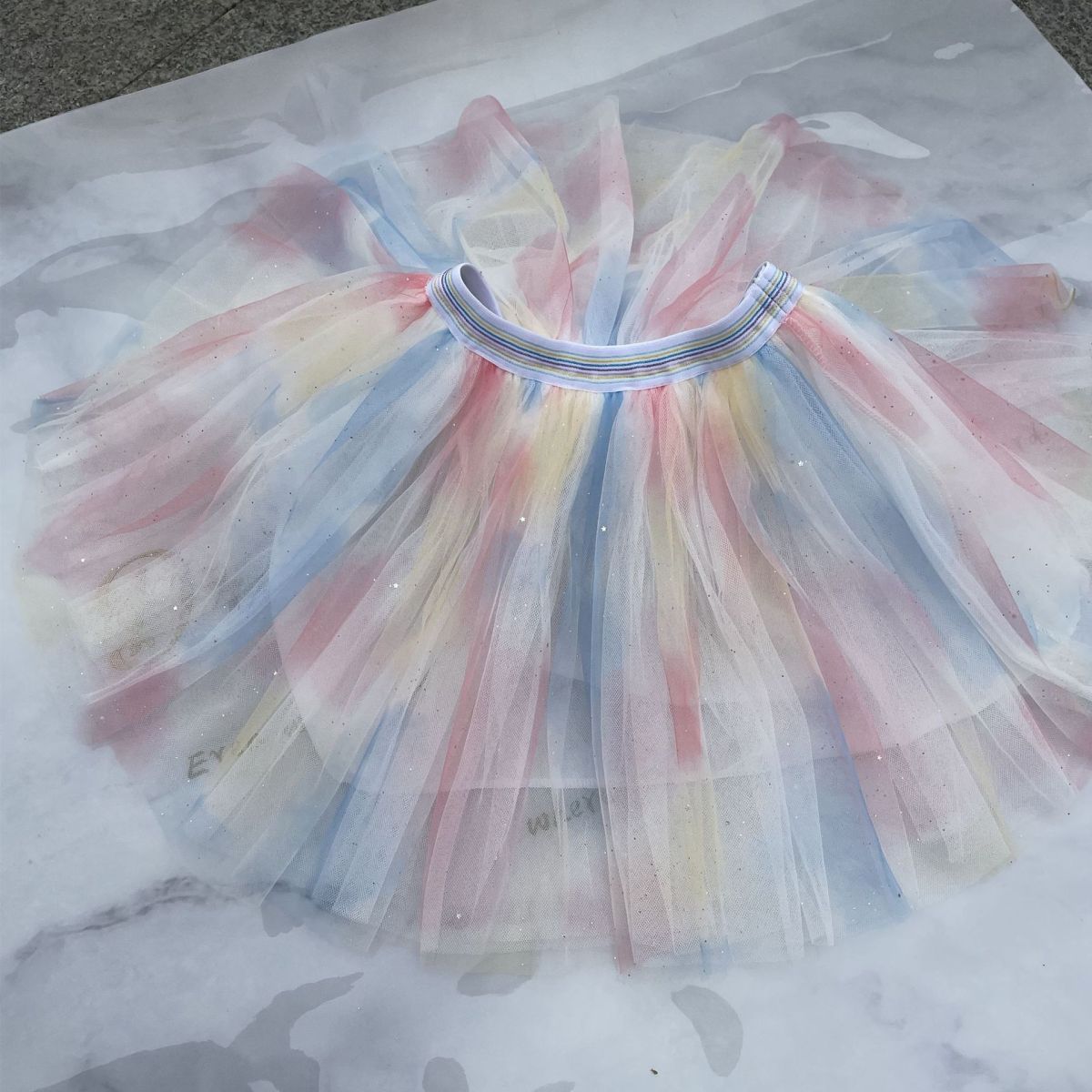 Girl'S Fashion Mesh Tie-Dye Printed Mesh Tutu Dress