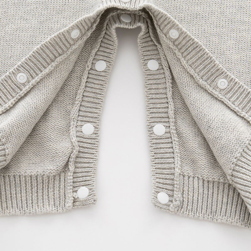 Winter Baby Fashion Heart Jacquard Long Sleeve Knit One Piece