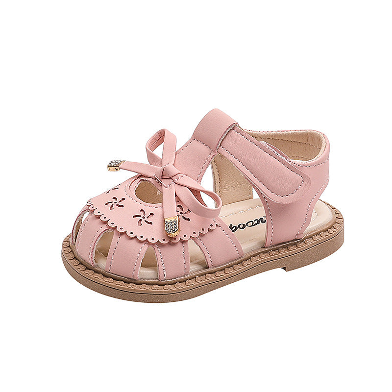 Kids Girls Summer Casual Cute Bow Velcro Sandals