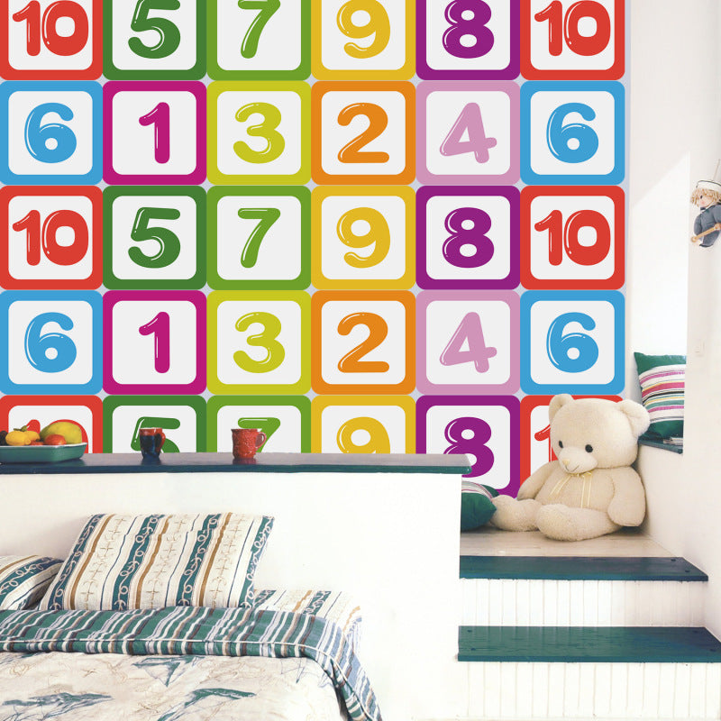 21*21cm Children'S Room Decoration Floor Hopscotch Stickers Creative Early Education Digital Number Interactive Game Sticker