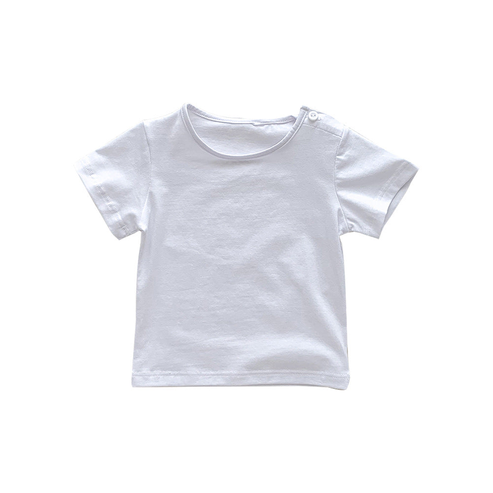 Kids Baby Casual Solid Color Cotton Short-Sleeve T-Shirt