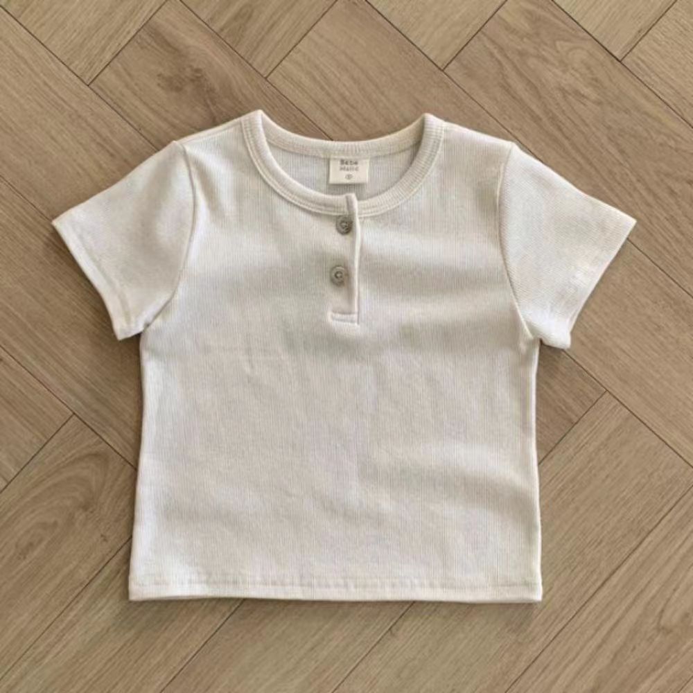 Kids Baby Fashion Casual Solid Color Cotton Round Neck Short-Sleeve T-Shirt