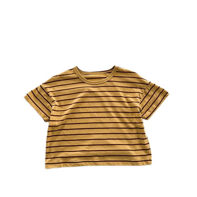 Kids Toddler Boys Girls Casual Cute Stripe Print Short Sleeve Round Neck T-Shirt