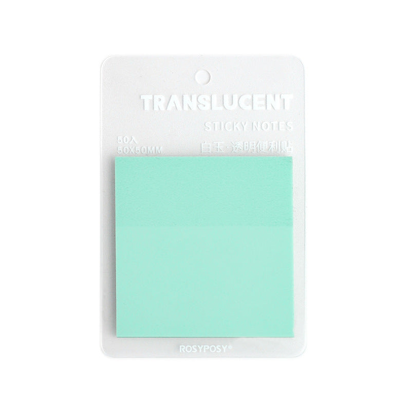 50pcs PET Self-Adhesive Transparent Waterproof Pastel Color Memo Pads