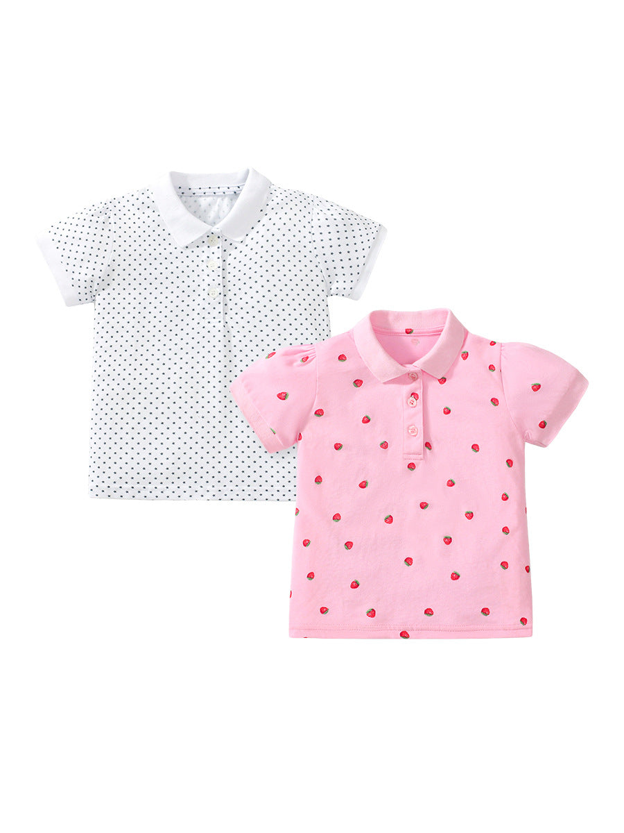 Kids Toddler Girls Casual Cute Short Sleeve Lapel POLO Shirt