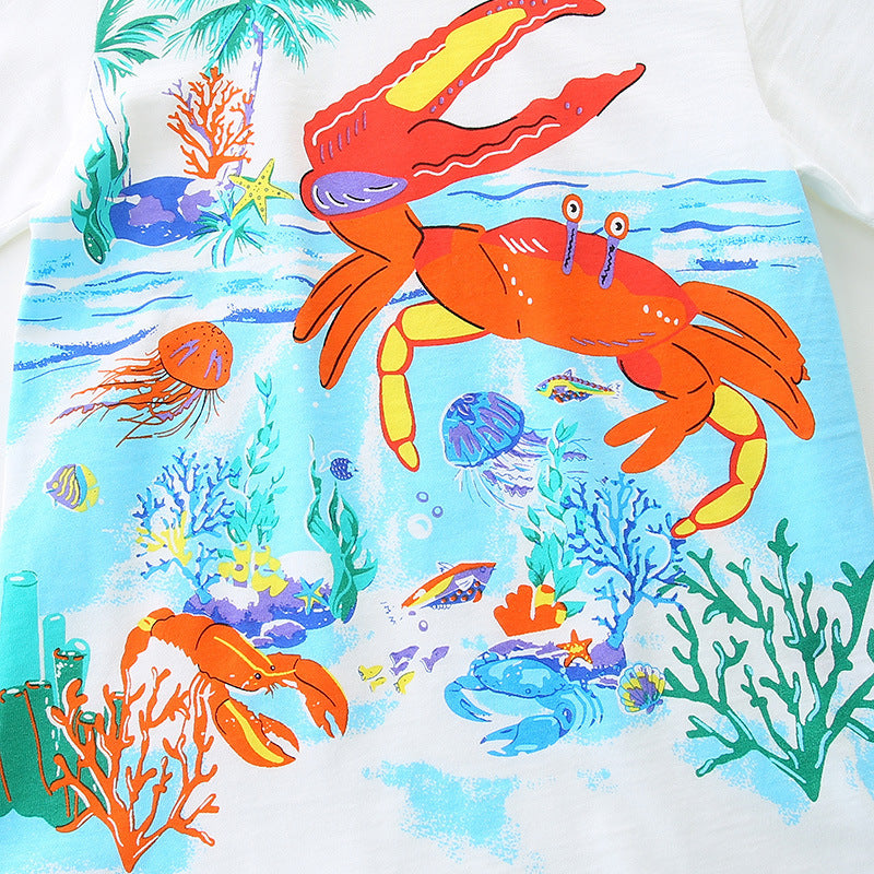 Kids Toddler Boys Casual Cute Cartoon Print Short Sleeve Round Neck T-Shirt