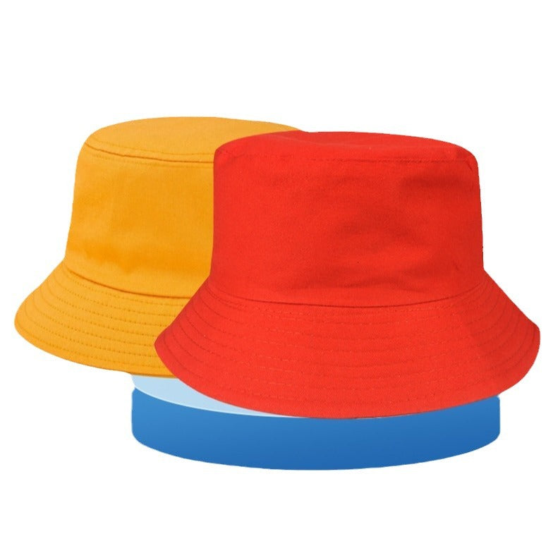 Fashion Solid Color Kids Flat Top Sunshade Sunscreen Double-Sided Bucket Hats
