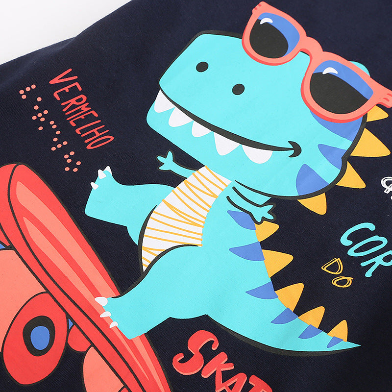 Kids Toddler Boys Girls Casual Cute Cartoon Print Short Sleeve Round Neck T-Shirt