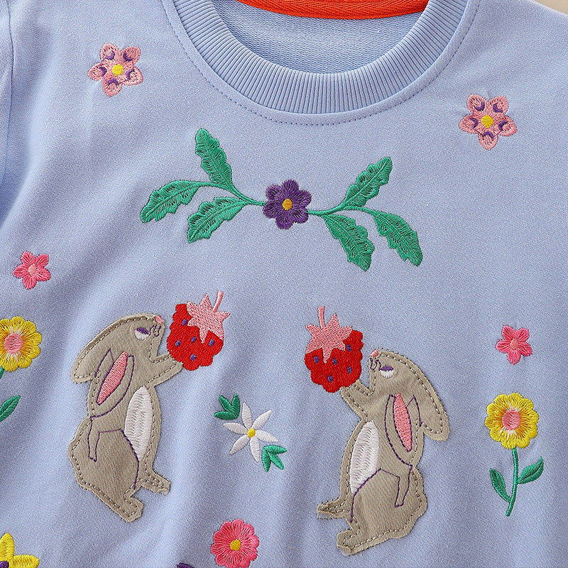 2023 Spring And Autumn Children'S Sweater Baby Girl Knitted Cotton Cartoon Embroidered Pullover Mixed Batch
