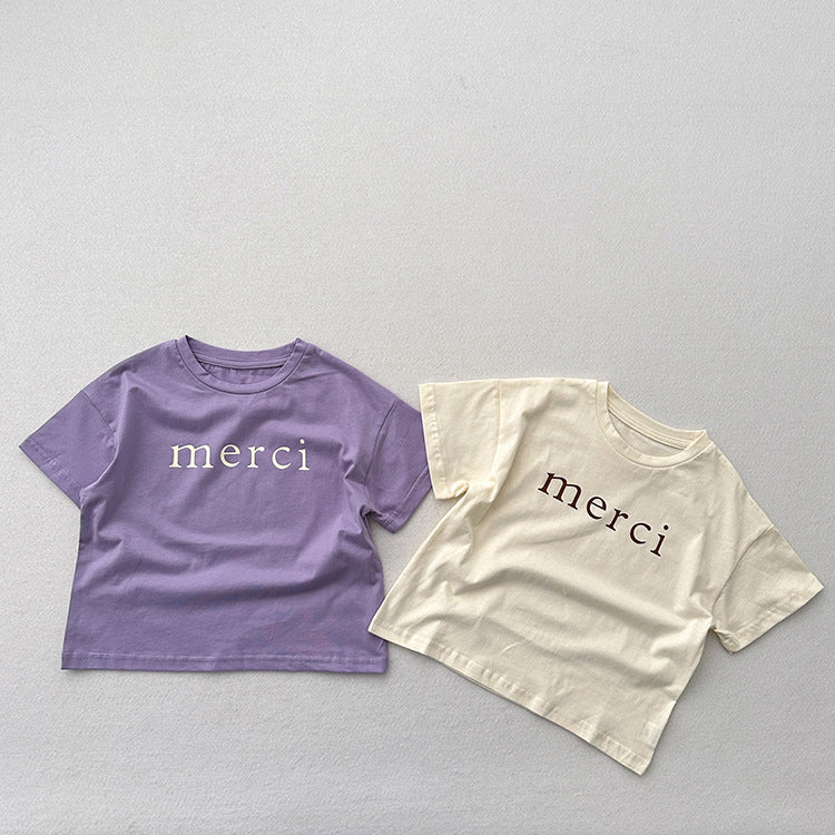 Kids Toddler Boys Girls Casual Cute Letter Print Short Sleeve T-Shirt