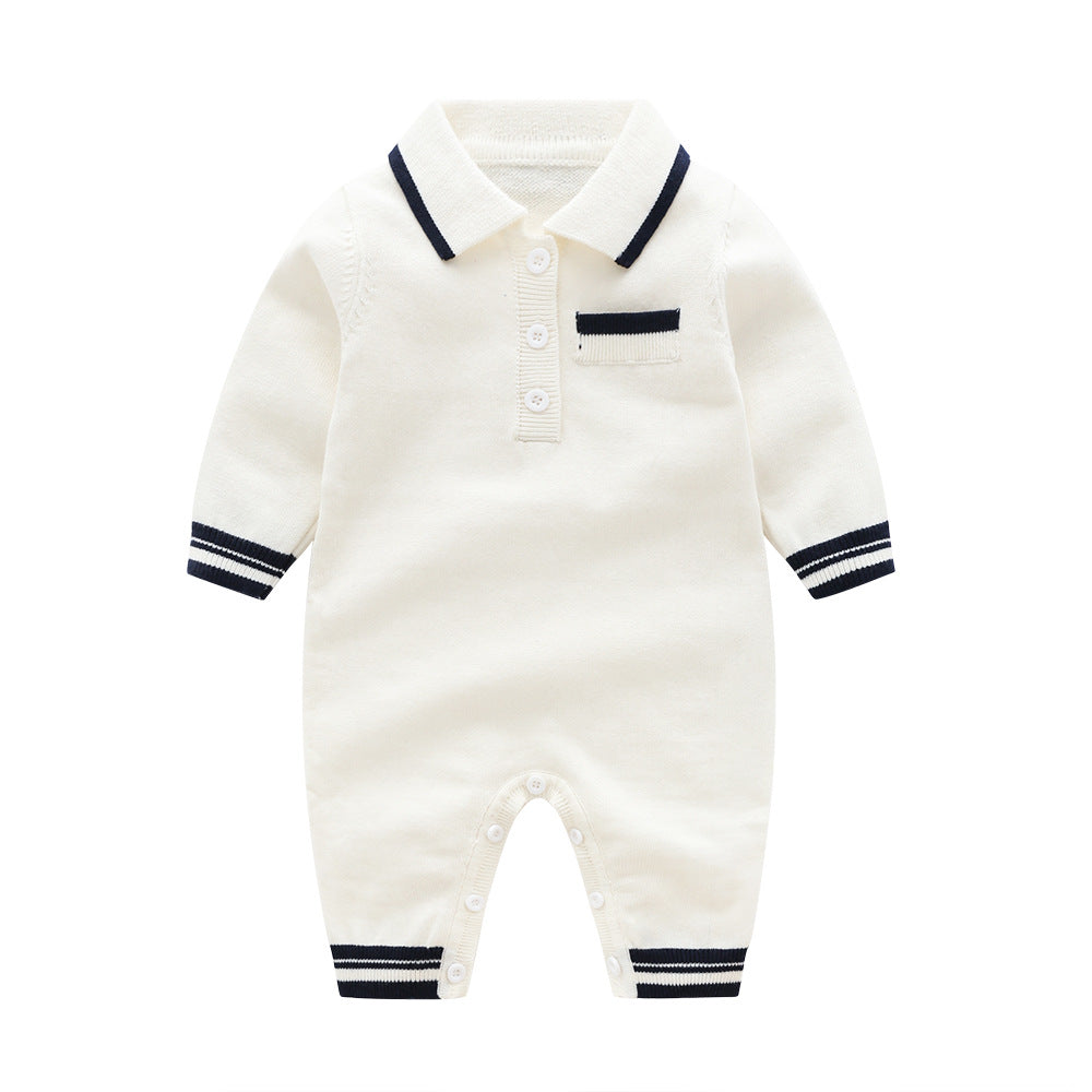 Winter Baby Simple Lapel Knit One Piece