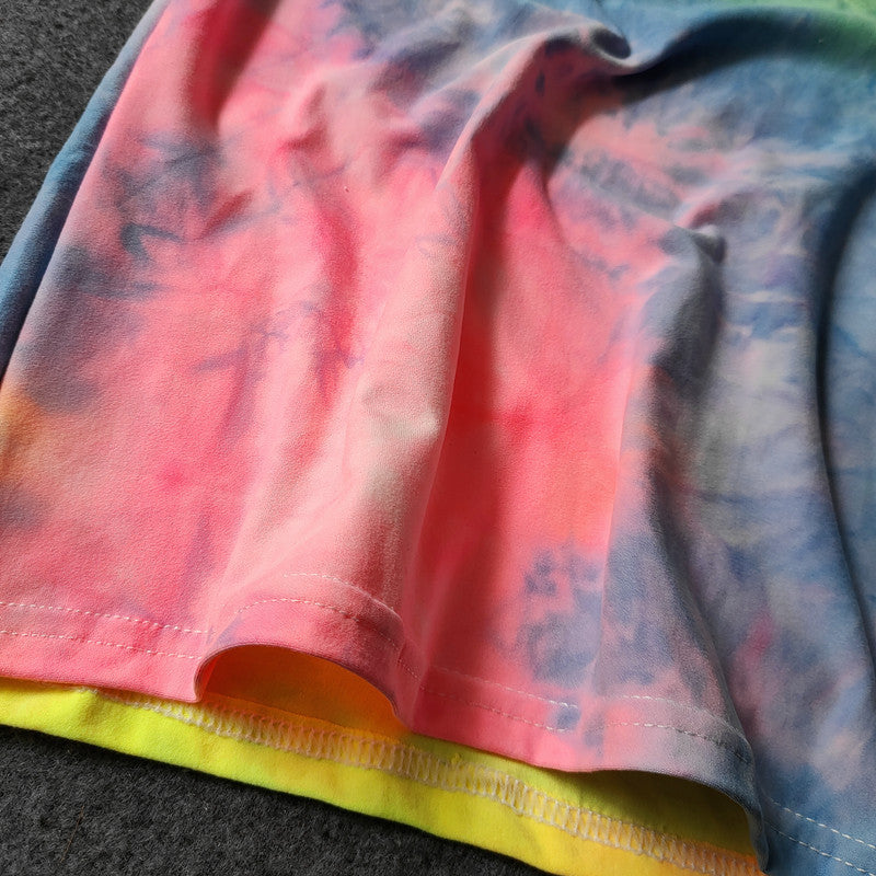 Children Kids Baby Fashion Girls Boys Short Sleeve Tie Dye Print T-Shirt