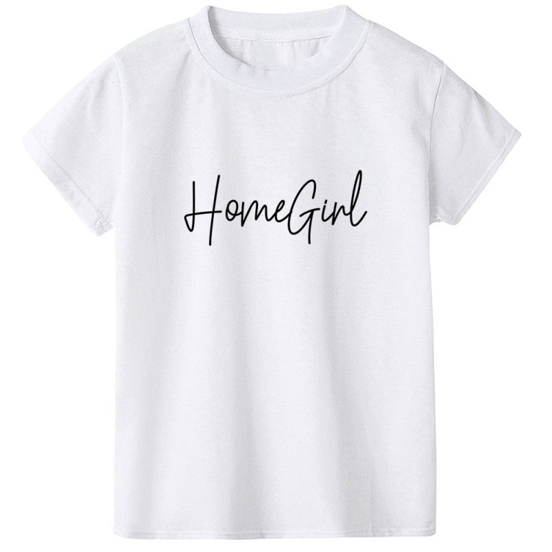 Children Kids Baby Fashion Girls Basic Casual Homegirl Print Short Sleeve T-Shirt