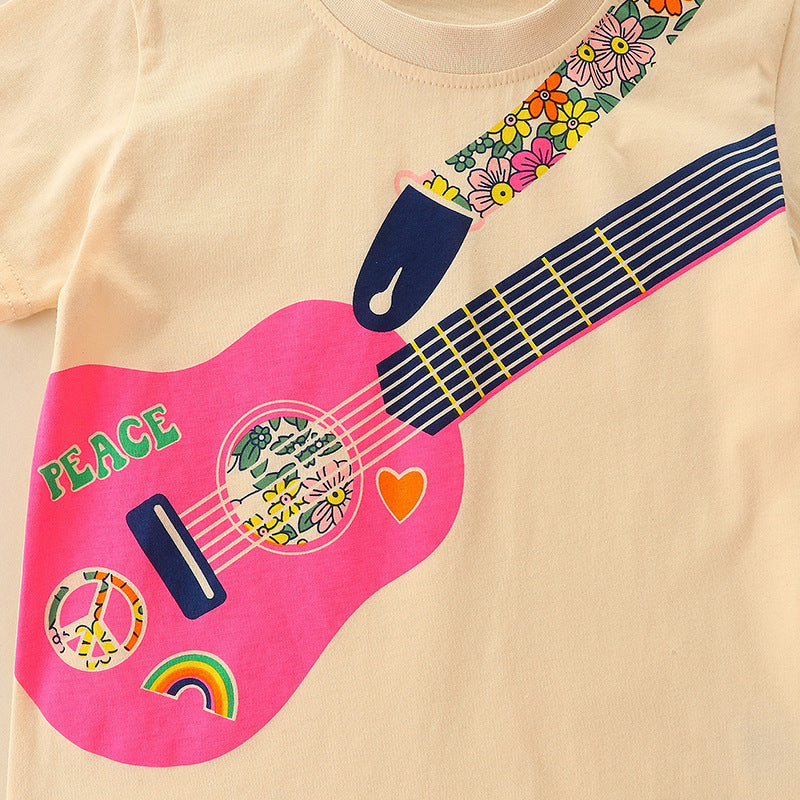 Kids Toddler Boys Casual Cartoon Print Short Sleeve Round Neck T-Shirt