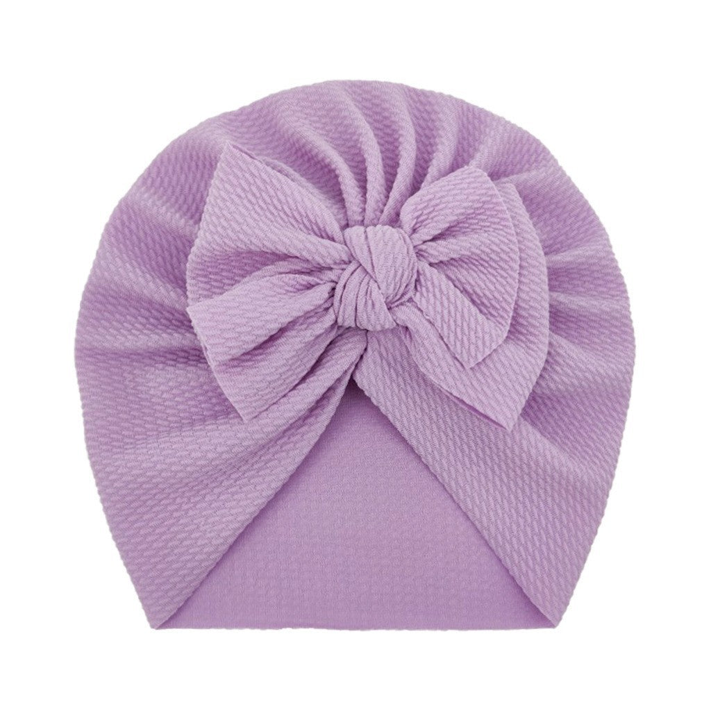 Newborn Cute Solid Color Bow Turban Cap
