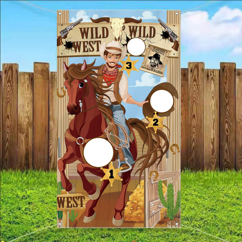 Western Bounty Hunter Background Theme Beanbag Toss Game Flag