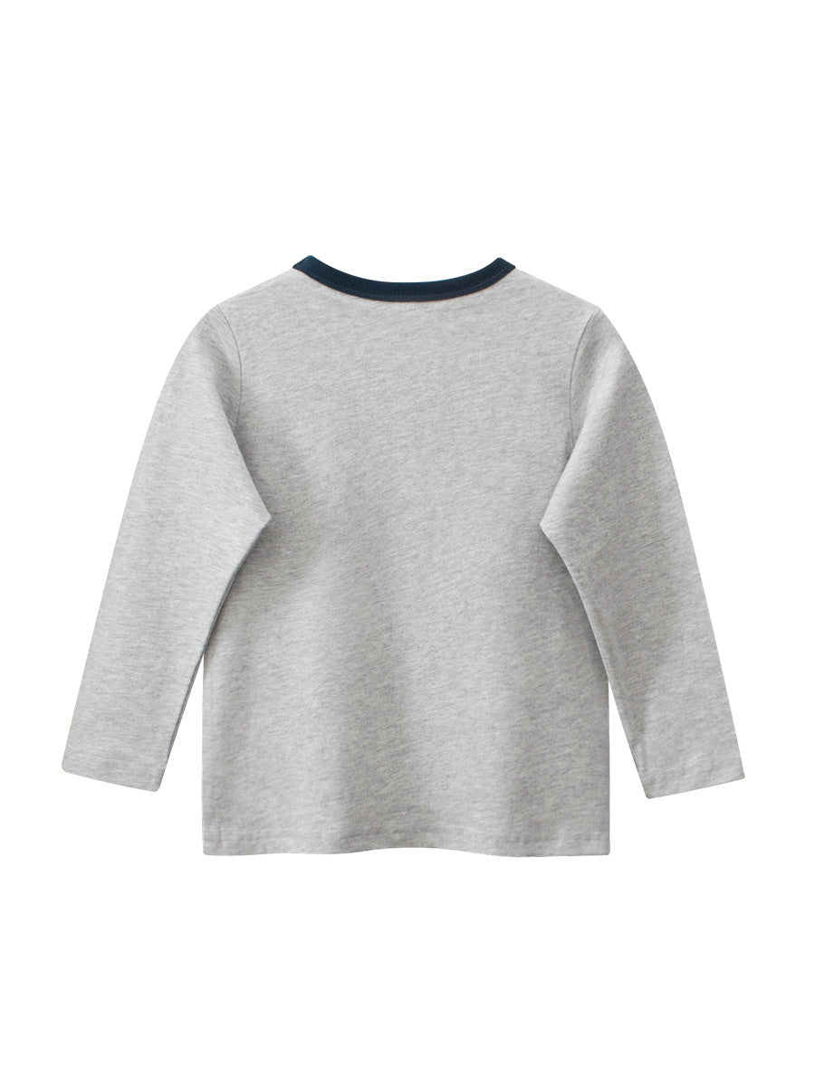 Boys Casual Cartoon Dinosaur Print Long Sleeve T-Shirt