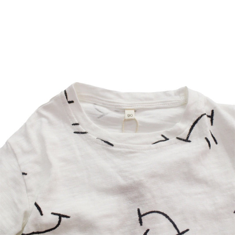 Kids Baby Boys Girls Casual Cute Smiley Print Short Sleeve T-Shirt