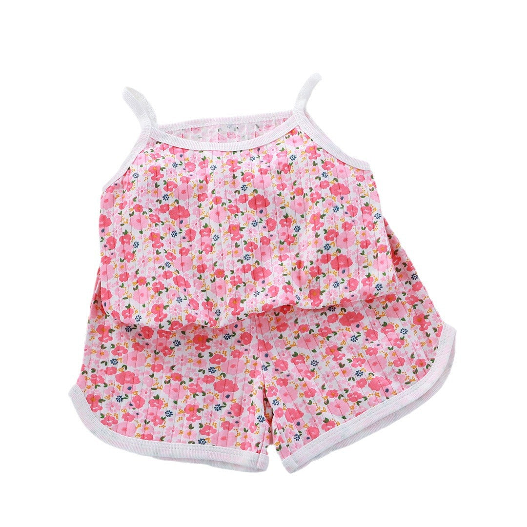 Cotton Toddler Girls Summer Camis Shorts Two-Piece Set