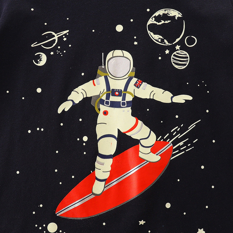 Kids Toddler Boys Casual Cartoon Print Long Sleeve Round Neck T-Shirt