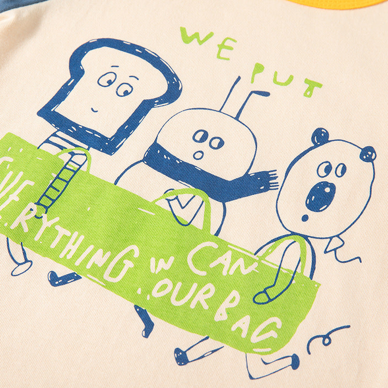Kids Toddler Boys Casual Cute Alphabet Cartoon Print Long Sleeve T-Shirt