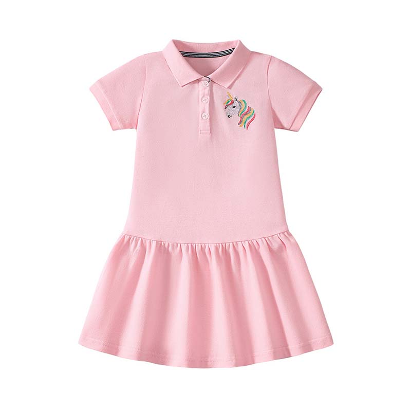 Kids Toddler Girls Casual Cute Short Sleeve Lapel Dress
