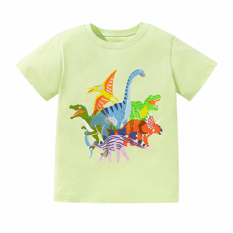 Kids Toddler Boys Girls Casual Cute Dinosaur Print Short Sleeve Round Neck T-Shirt