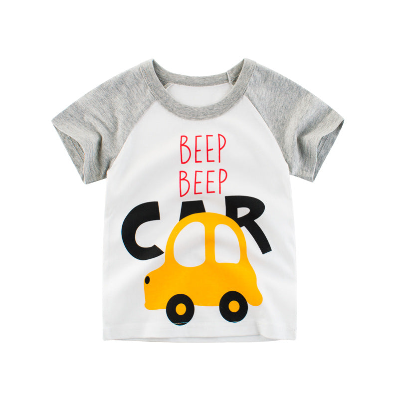 Children Casual Boys Cartoon Printed Short-Sleeved T-Shirt