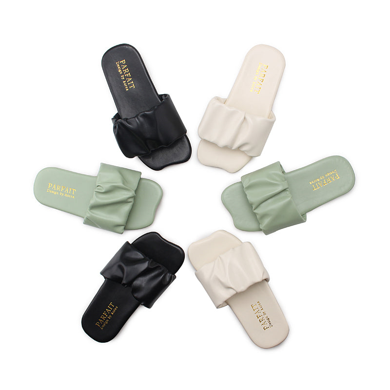 Kids Girls Sweet Solid Color Pleated Ruffled Princess Beach Slippers