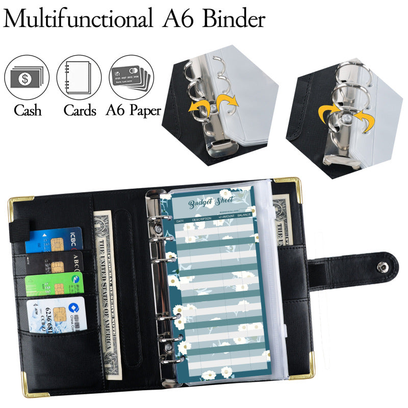 A6 Zipper Bag Color Printing Binder PU Leather Handbook Notebook