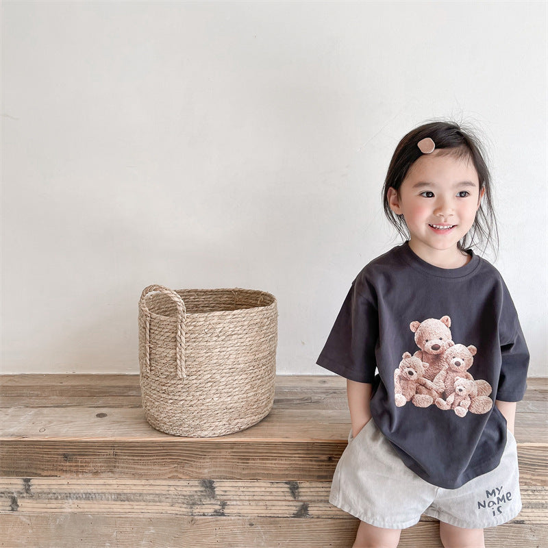 Kids Casual Letter Pattern Elasticwaist Loose Shorts