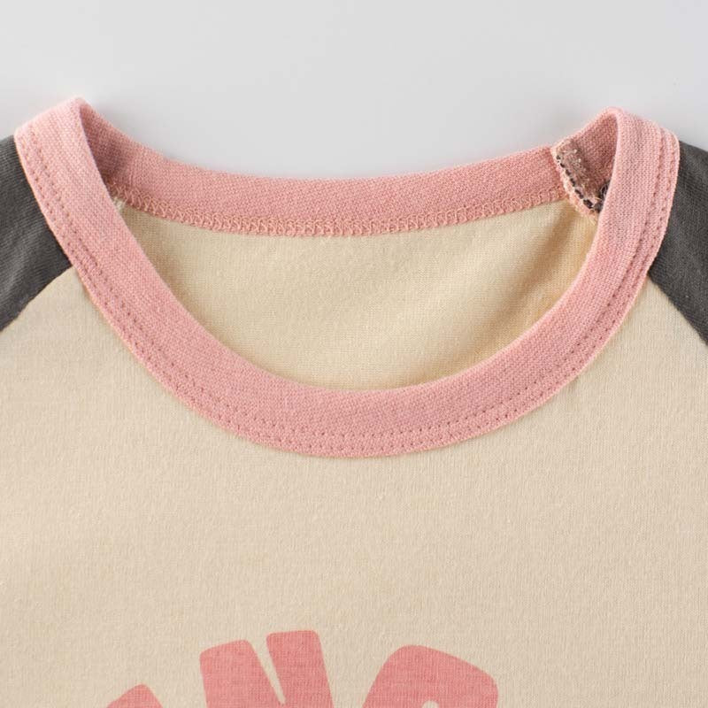 Kids Toddler Girls Casual Cute Alphabet Smiley Print Long Sleeve Round Neck T-Shirt
