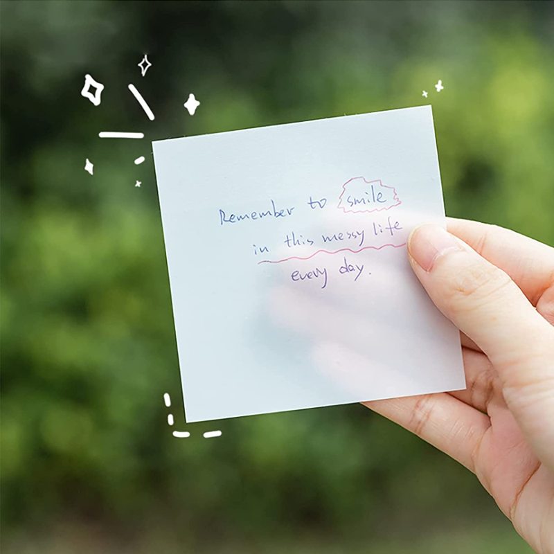 Transparent Sticky Note Pads Waterproof Self-Adhesive Memo Notepad Stationery