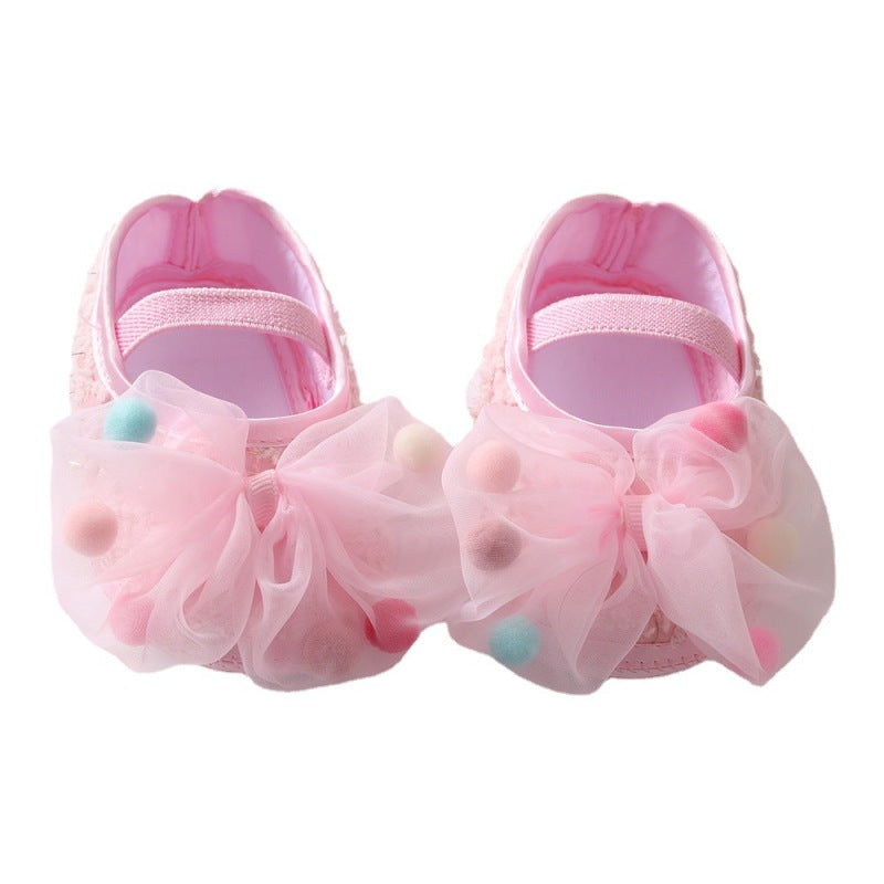 Toddlers Newborn Baby Girls Soft Bottom Non-Slip Bow Shoes And Headband