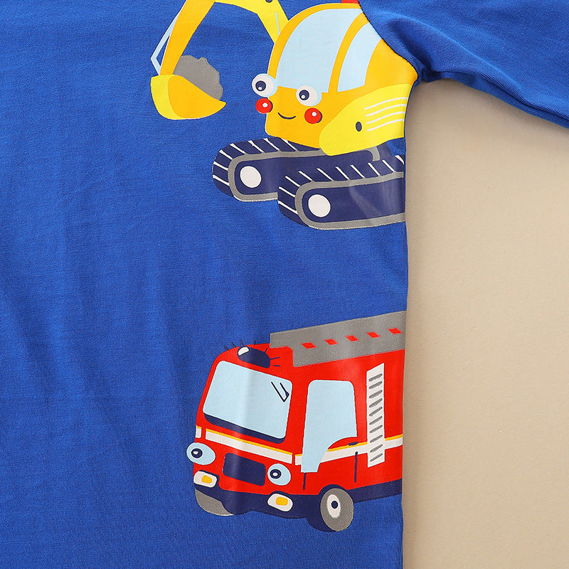 Kids Toddler Boys Casual Cartoon Print Long Sleeve Round Neck T-Shirt